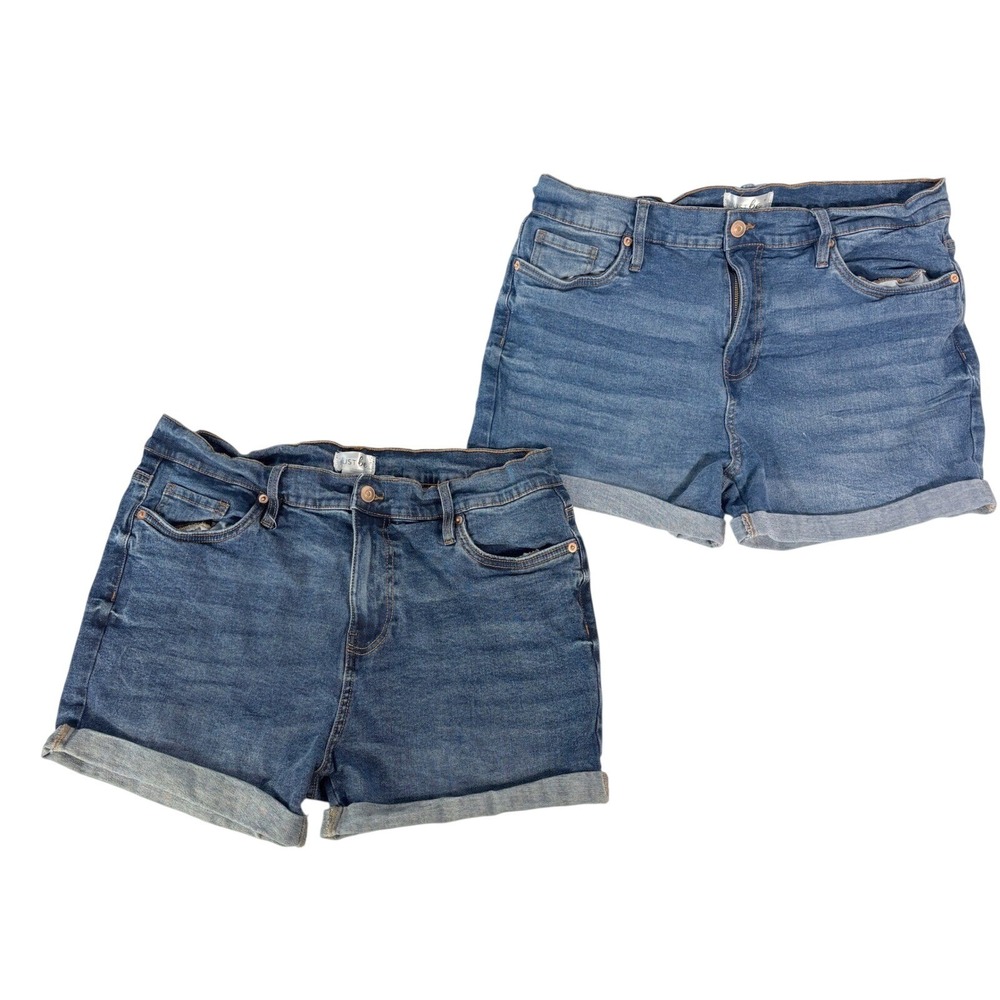 Just Be Denim Jean Shorts 14/16 XL/1X 34in Blue Bundle 2 Pair Stretch